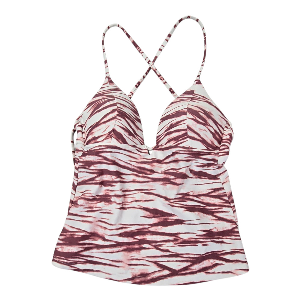 Hula Honey Tankini Top Small White & Chocolate tiger stripes